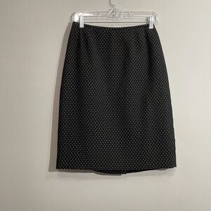 Le Suit Black Geometric Career Skirt Petite 10P Lined Split Hem Zip Closure